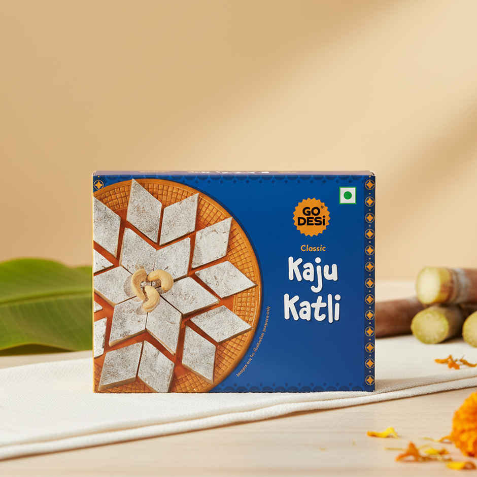 Kaju Katli Classic | Kaju Barfi | Sweets | By Go Desi (200g) & Tangy Imli (Tamarind) 10 Pcs Sour Candy | No Refined Sugar | Lollipop By Go Desi (10pc) Combo 
