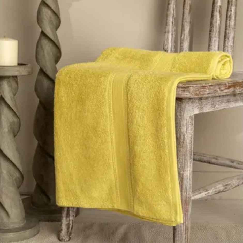 DDECOR Ecofriendly 70% Bamboo 30% Cotton Super Soft 650 GSM Solid Sustainable Bath Towel - Yellow