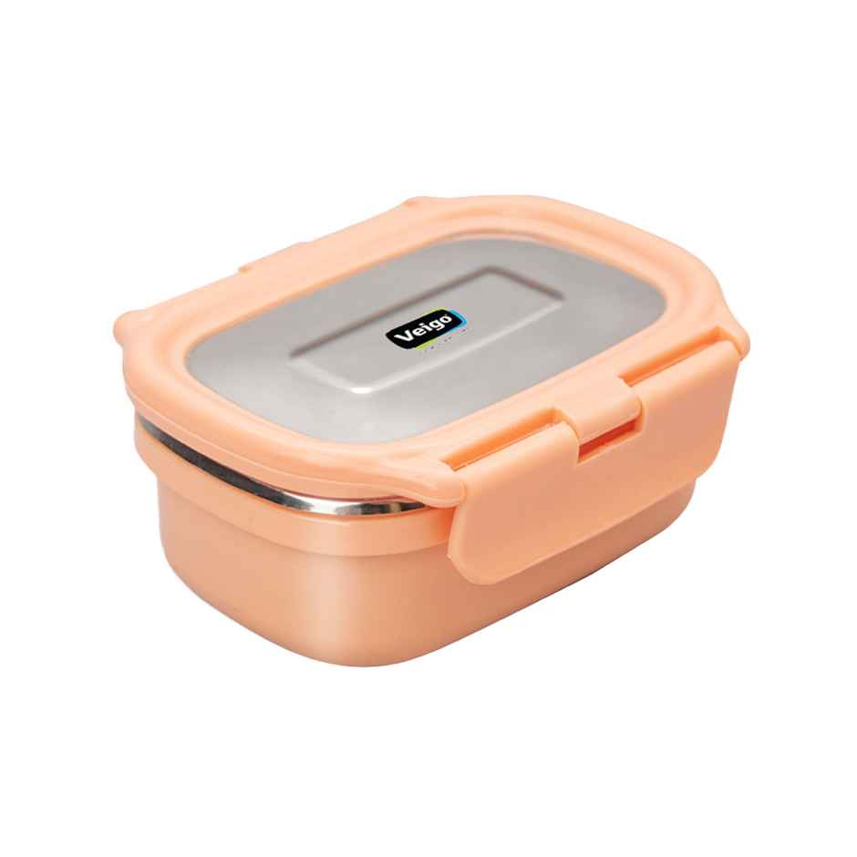 Veigo Heatup Small- Microwave Safe Stainless Steel Leak Proof Veg Box(180 ml) Peach Fuzz