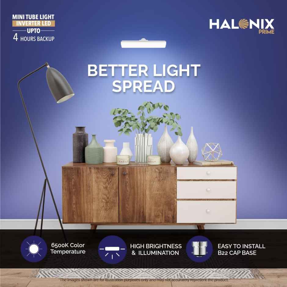 Halonix 10W B22 Rechargeable Inverter T-Bulb, Emergency Mini Tubelight