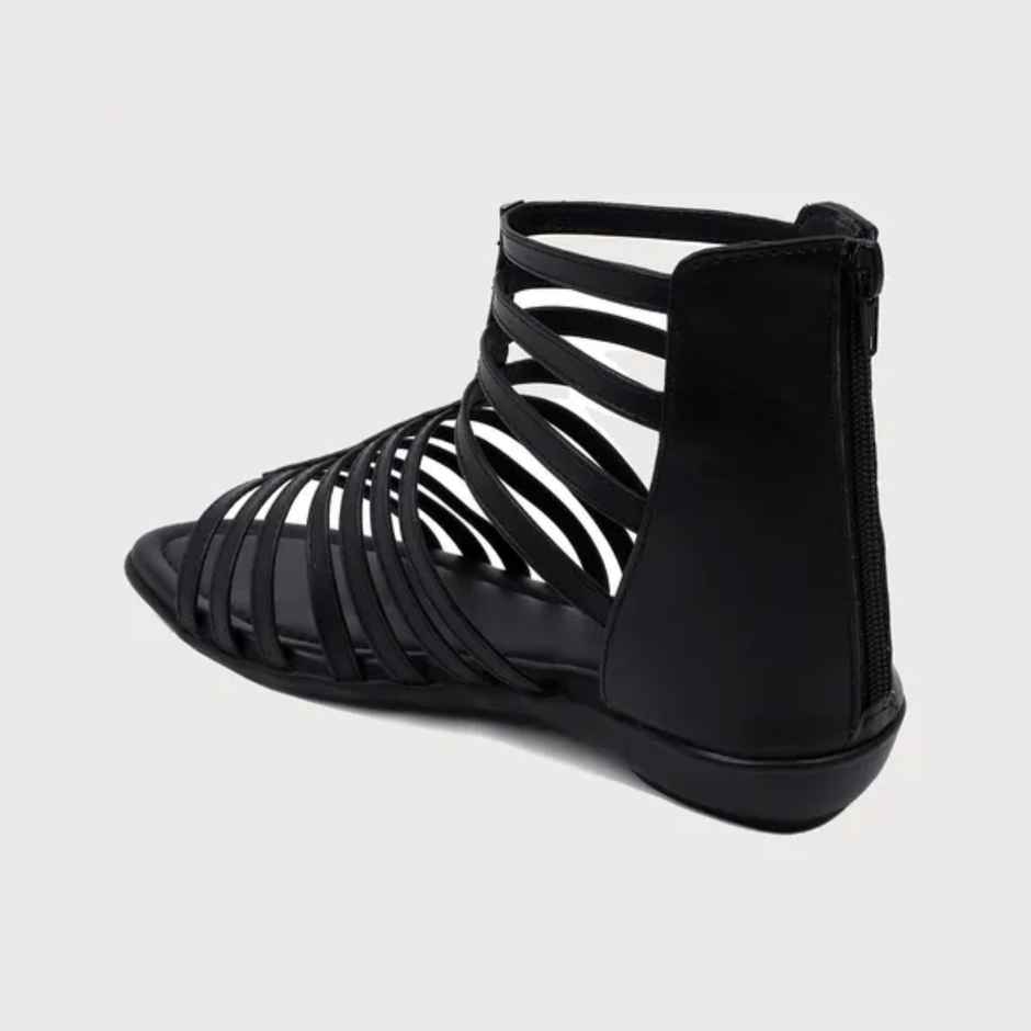 Trase Women Fashion Flat Gladiator Sandals - Black | 4 UK