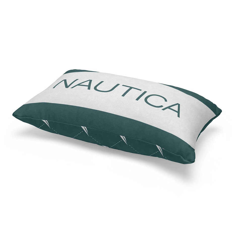 Nautica Premium Cotton Printed Cushion Covers -1pc 12 x18 Size | Logo Stripe Stripe-Forest Green