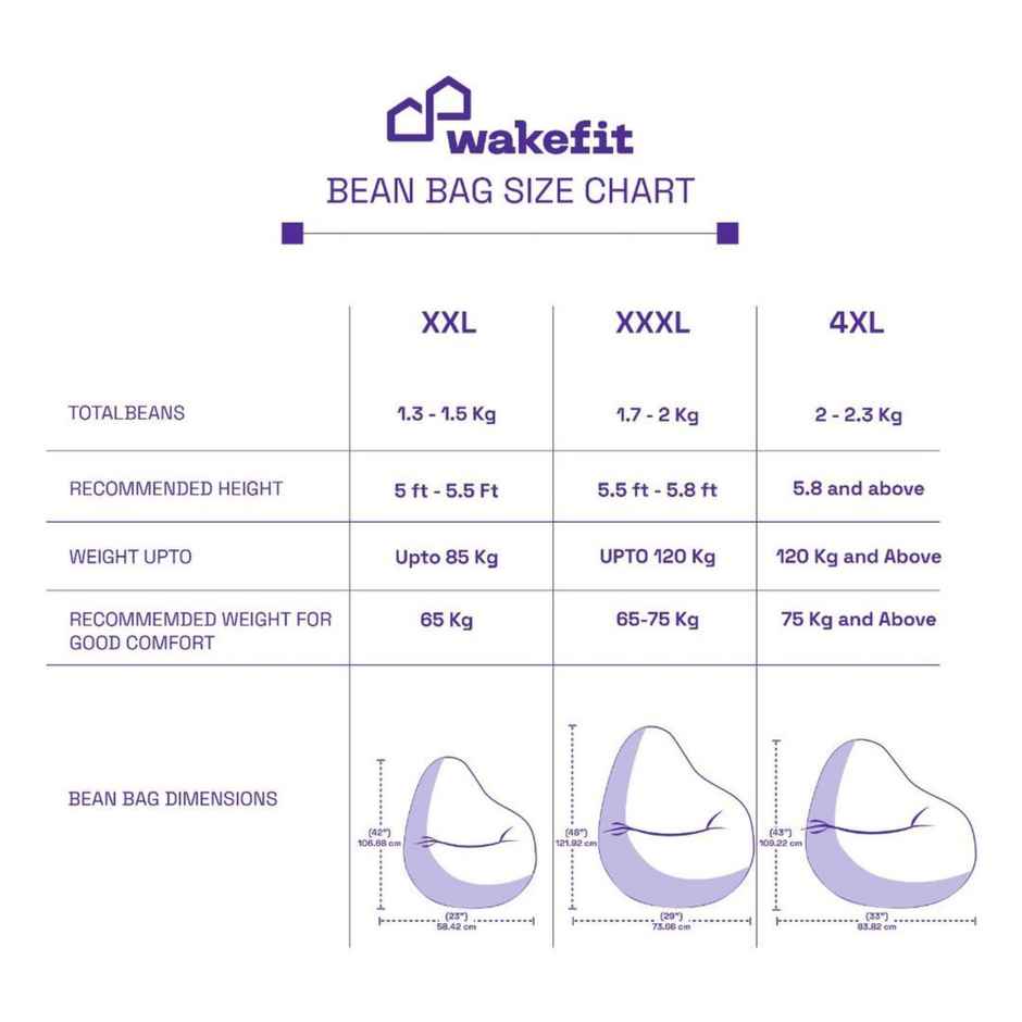 Wakefit 3XL Bean Bag Without Beans | Premium Leatherette | Dark Fantasy With Red Piping