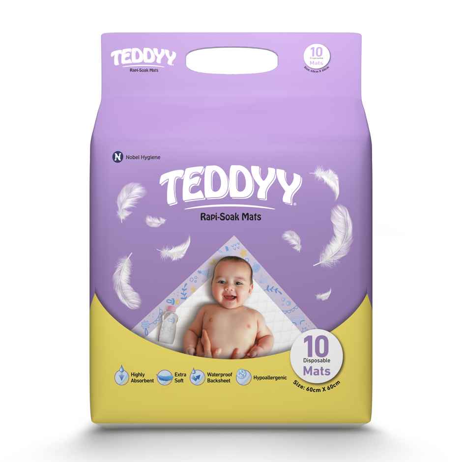 Teddyy Baby Disposable Rapi-Soak Mats Size - 60 x 60cm | Pack of 10