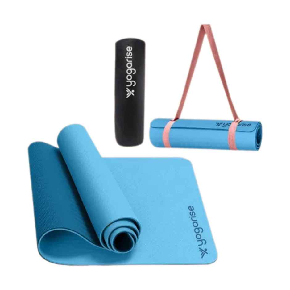 Yogarise 6mm Yoga Mat Dual Color, Dark & Light Blue