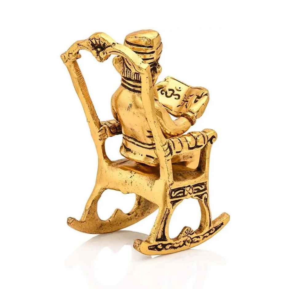 Ganesh Ji Idol with Mooshak in Gold Polish | Devnidhi