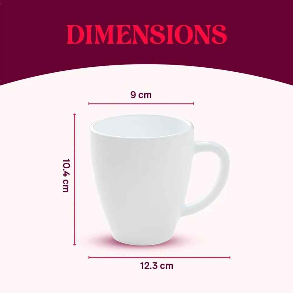 Larah By Borosil Polka Blue Opalware Mug, Tea/Coffee Mugs, 390 ml Each, Microwave & Dishwasher Safe