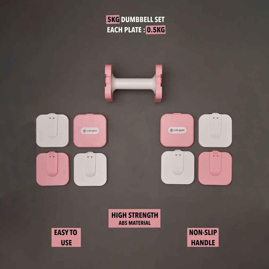 Cult 5 kg Adjustable Dumbbell Pair Derby Pink | Set of 2