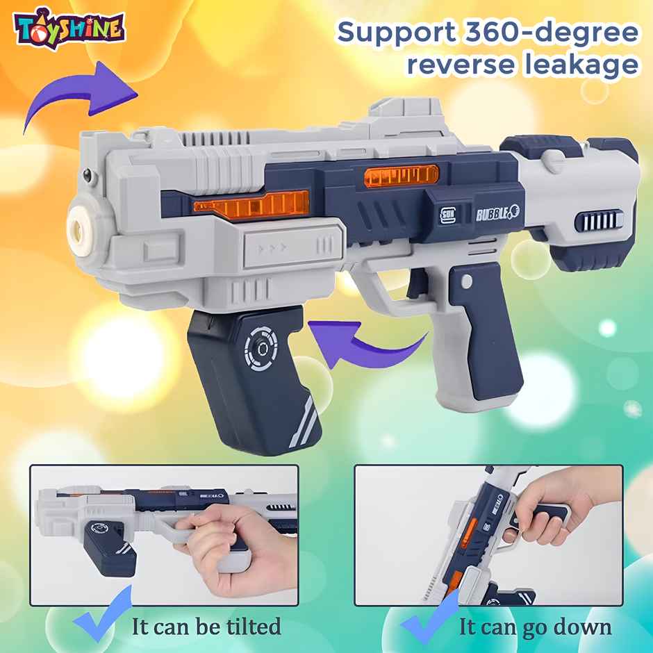 Toyshine Automatic Bubble Machine With Leak-proof Design | Led Lights & Music - White