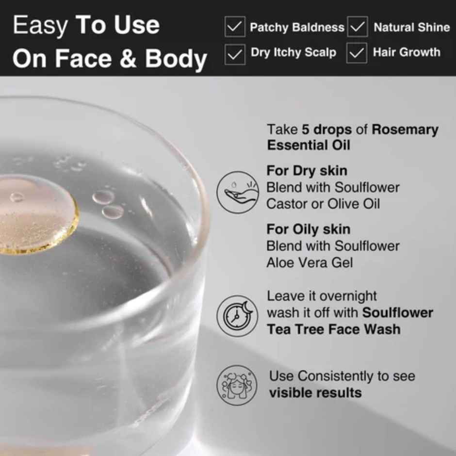 Soulflower Rosemary Essential Oil(15ml) & Soulflower Lavender Essential Oil(15ml) Combo