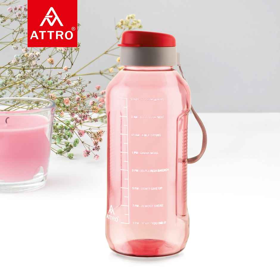Attro Ultra Pro Motivational 2 L Water Bottle | BPA-free | Leak | Proof | Nylon Strap | Red