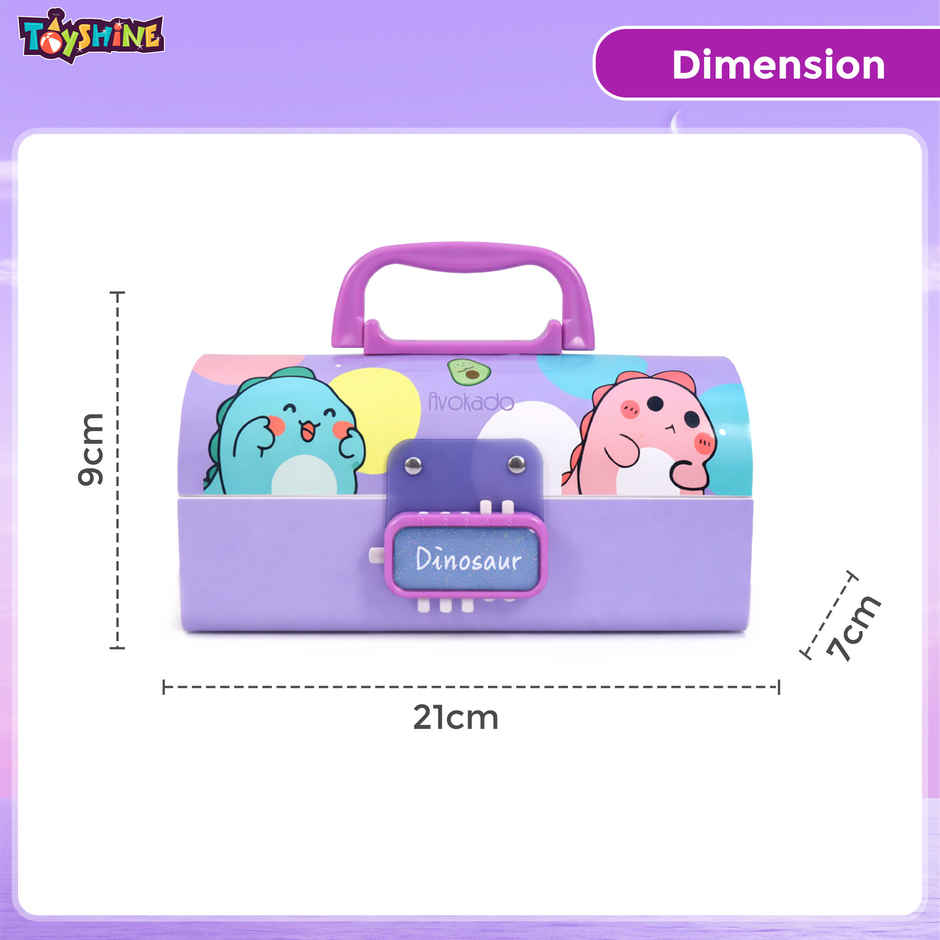 Toyshine Code Lock Pencil Box Multi Compartment Secret Storage | Dino