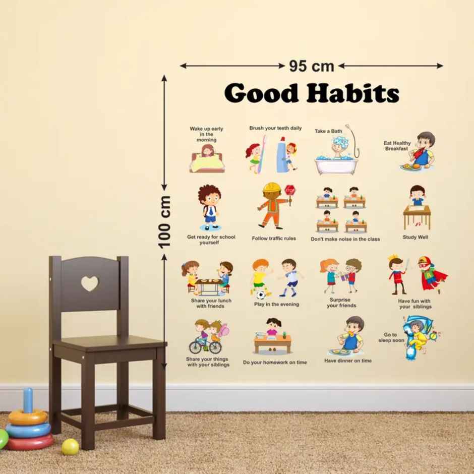 BAY6 Good Habits Removable Sticker - 95cm | Pack Of 1