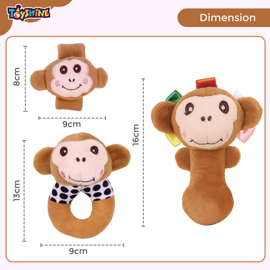 Spanker Baby Hand Cute Soft Monkey Rattle Set