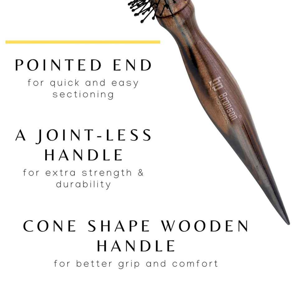 Bronson Professional Round Hair Volumizer Brush For Adding Curls Volume & Waves In Hair | Dark Brown