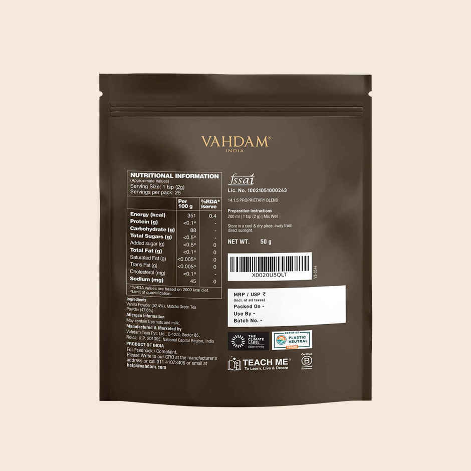 Vahdam Vanilla Matcha Green Tea Powder