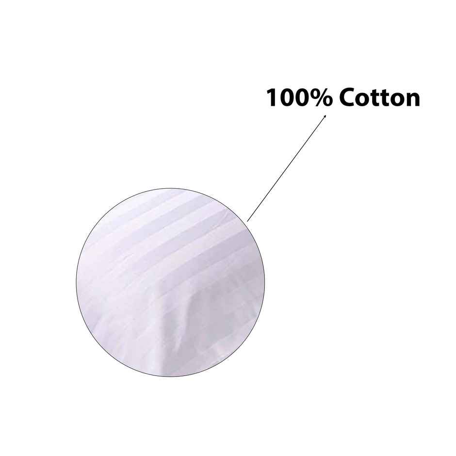 BAY6 100% Cotton 210 TC Satin Stripe Super King Bedsheet - 108 x 108 Inch, White