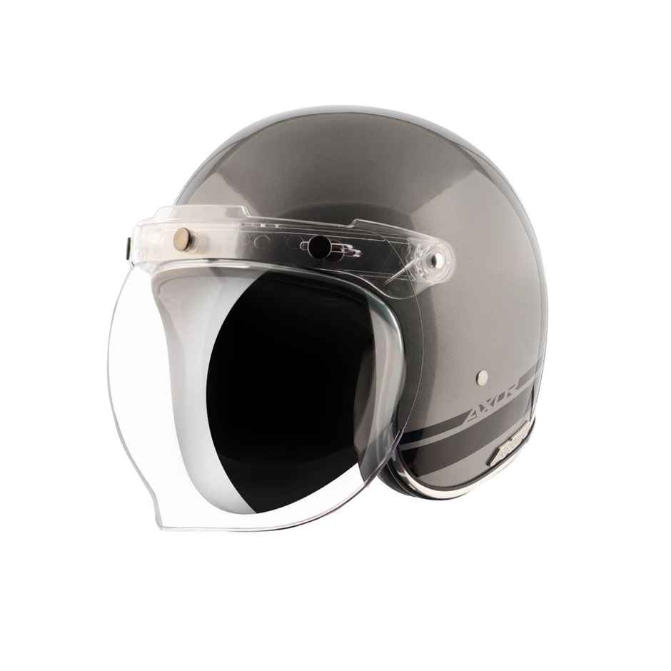 Axor Retro Jet Sportz S13 Isi Ece And Dot Certified Open Face Helmet - Athena Grey Black - M