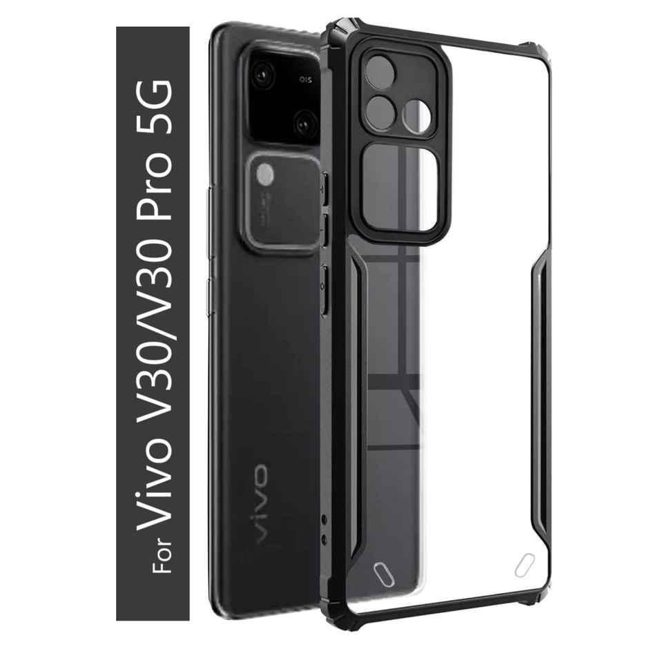 Kwine Case Vivo V30 / V30 Pro Back Cover - Black Bordered Transparent Case