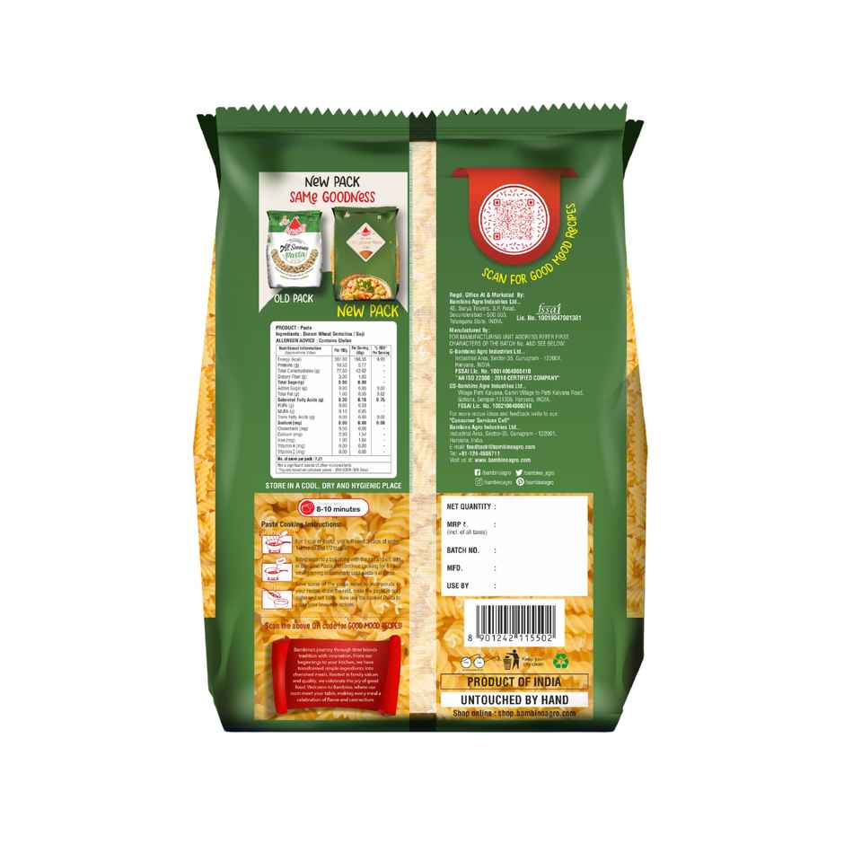 Bambino All Season Premium Fusilli Pasta - Pure Durum Wheat, No Maida, Protin Rich