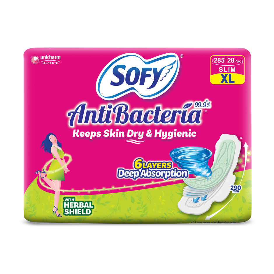 Sofy AntiBacteria XL Sanitary Pads | 6 Layer Deep Absorption | 290mm