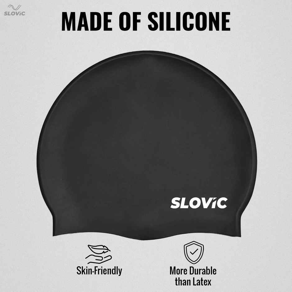 Slovic Swimming Goggles & Cap Kit for Pool and Swim Training - Black