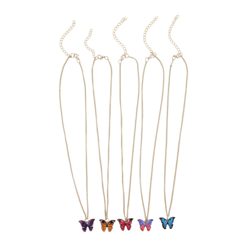 Shining Diva Fashion 5 Pcs Stylish Butterfly Pendant Necklace Set for Women and Girls | 15817np