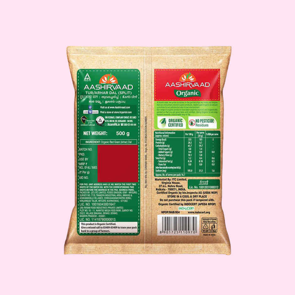 Aashirvaad Organic Arhar/Tur Dal | Rich In Protein