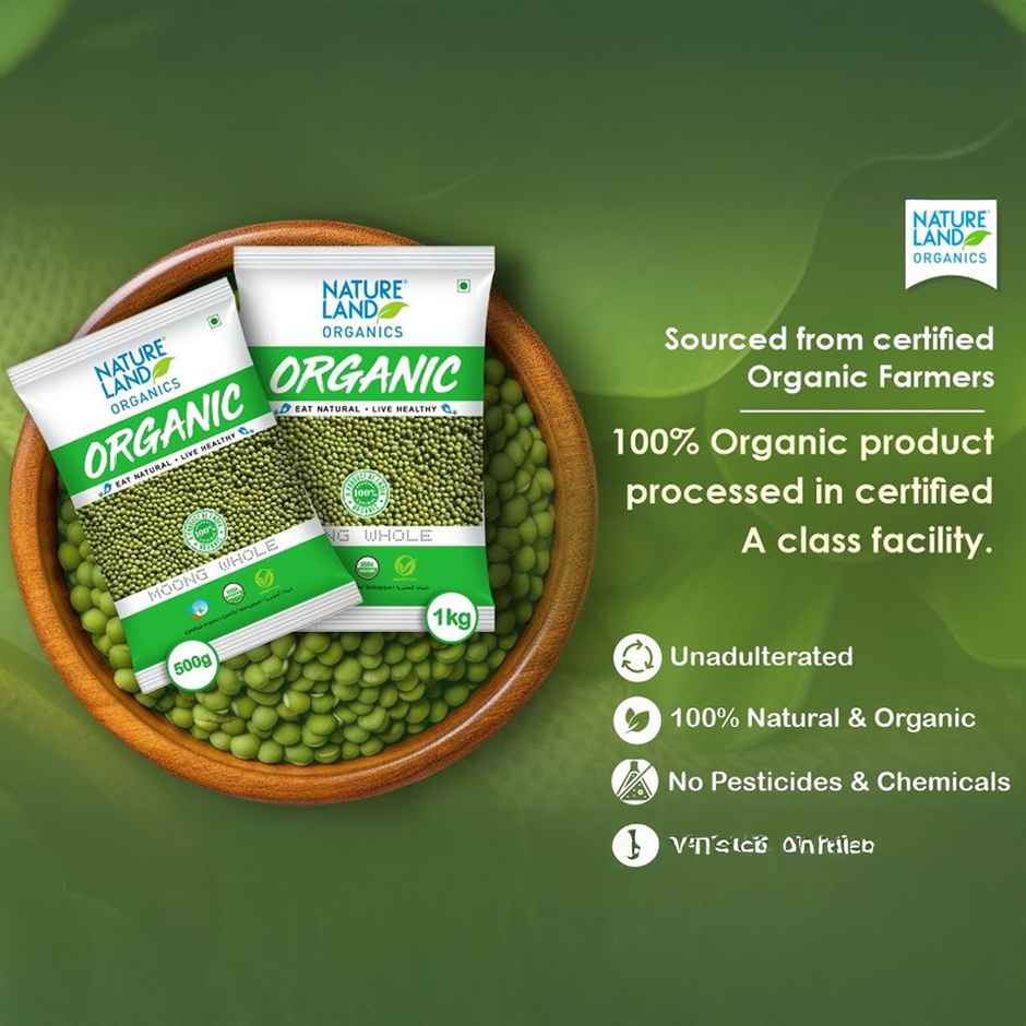 Natureland Organics Green Moong Dal Whole