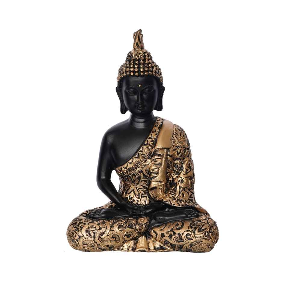 eCraftIndia Black And Golden Polyresin Handcrafted Decorative Meditating Buddha Statue