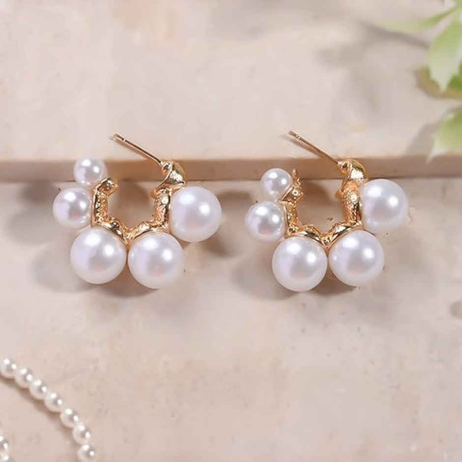 Estailo Fashion Women's Jewellery Earrings Gold White One Size | E0001366