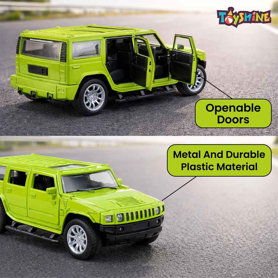 Toyshine 1:32 Scale Die Cast Racing H2 Model Vehicle Toy Car With Pull Back Function, Green