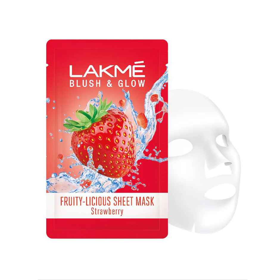 Lakme Blush & Glow Lemon Sheet Mask(25ml), Lakme Blush & Glow Pomegranate Sheet Mask(20ml) & Lakme Blush & Glow Strawberry Sheet Mask(25ml) Combo