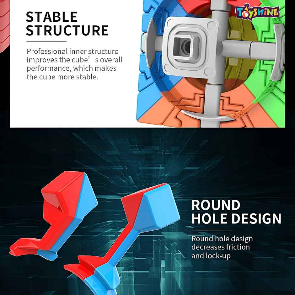 Toyshine 7x7x7 Stickerless Smooth Speed Cube - Stress Buster Puzzle for Kids & Adults