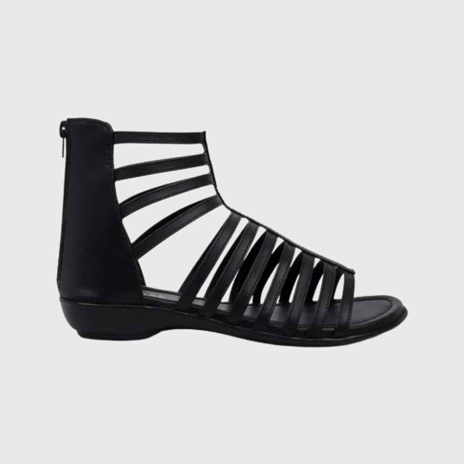 Trase Women Fashion Flat Gladiator Sandals - Black | 4 UK