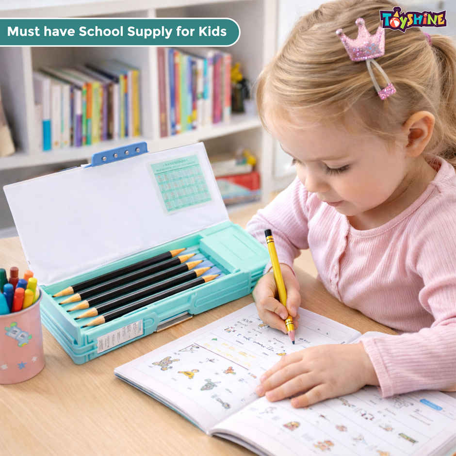 Toyshine Dinosaur Button Operated Pencil Box with Sharpener & Pen Stand | Green