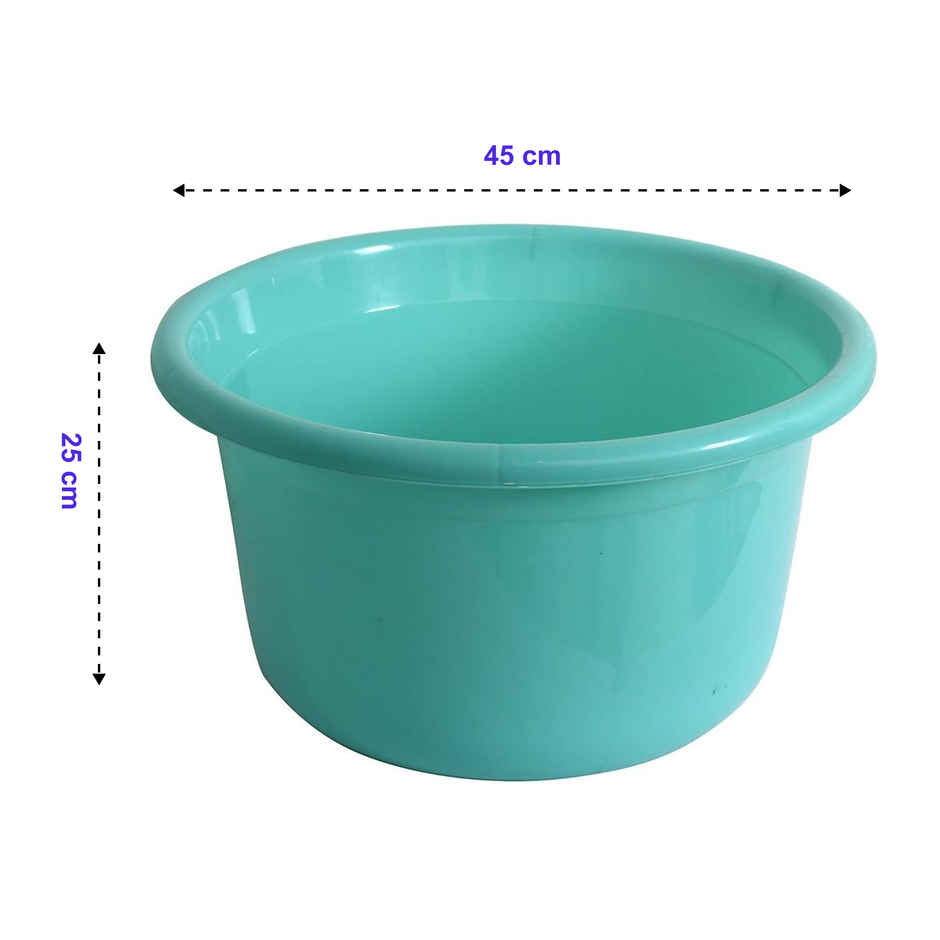 Kuber Industries 25L Unbreakable Plastic Bath/Washing Tub | Multipurpose | Green