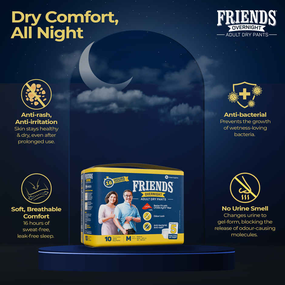 Friends Adult Diaper Pant  | M | 25-48 inch | Overnight Type