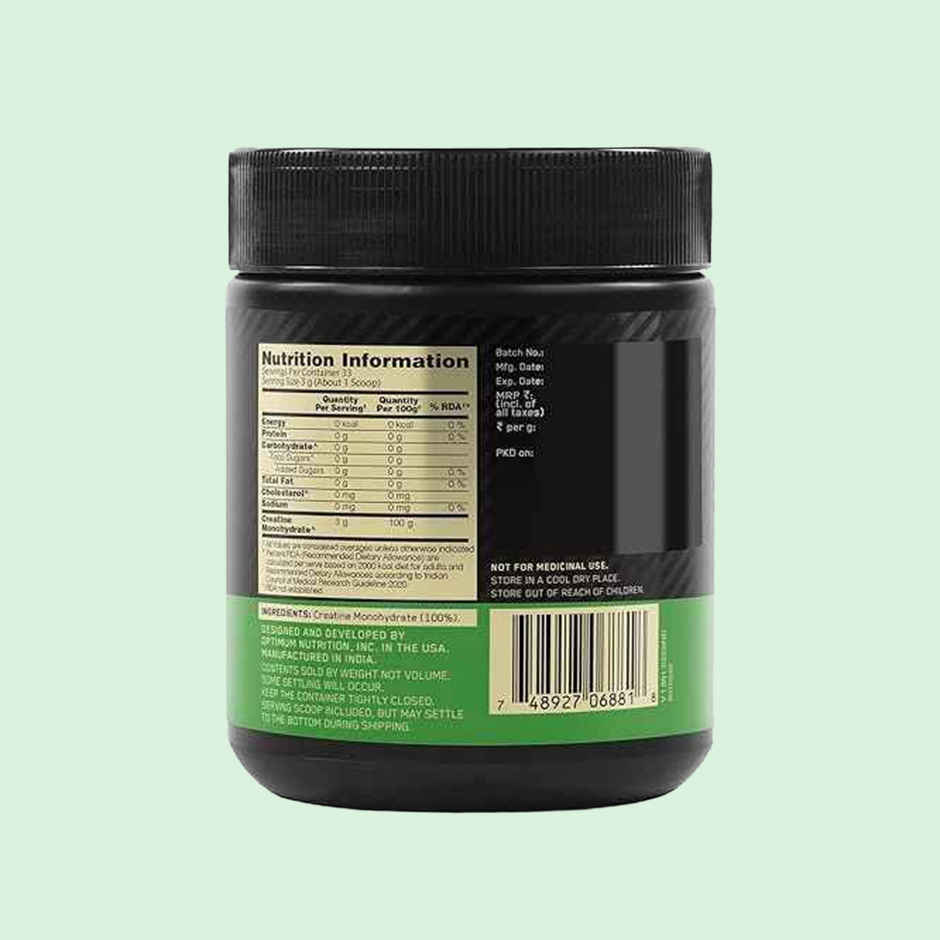 Optimum Nutrition (On) Micronised Creatine Monohydrate For Performance Support Powder 100 Gm