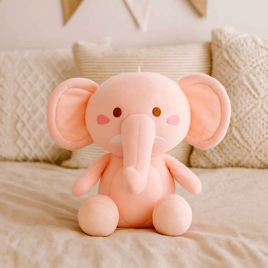 Spanker Elephant Soft Toy Cute Mini Plush with Blush Cheeks | Pink - 17 cm
