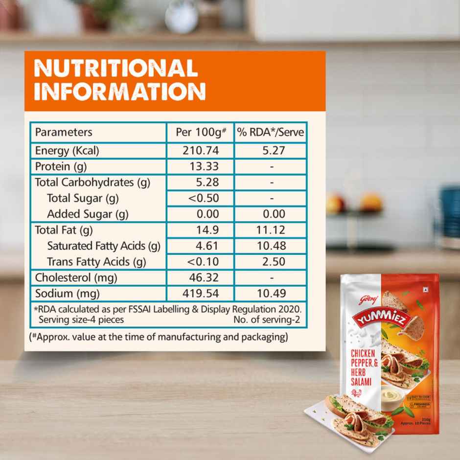 Godrej Yummiez Chicken Pepper & Herb Salami