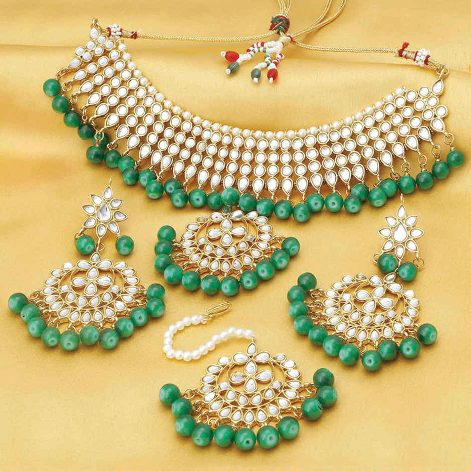 Sukkhi Trendy Kundan Gold Plated Choker Necklace Set For Women