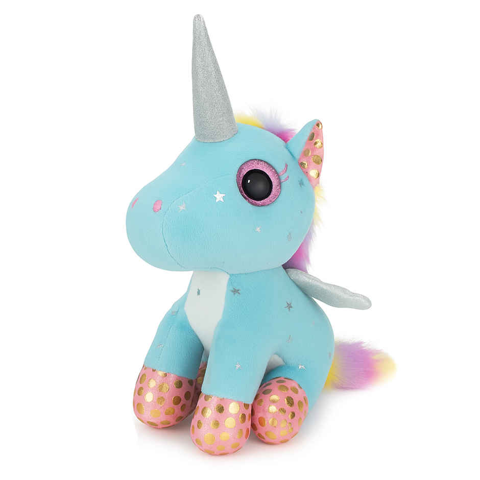 Spanker Unicorn Soft Toy Cute Plush with Rainbow Tail | Blue - 27 cm