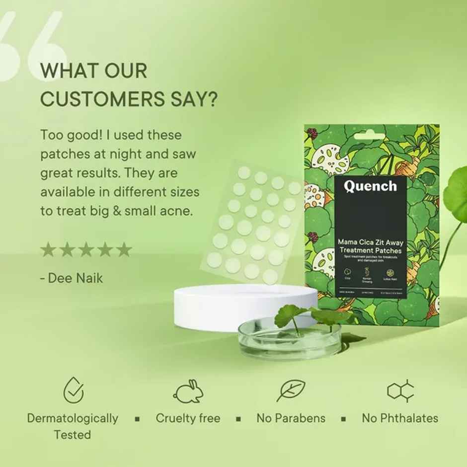 Quench Korean Acne Patches / Pimple Patches With Salicylic Acid Tea Tree Oil & Cica