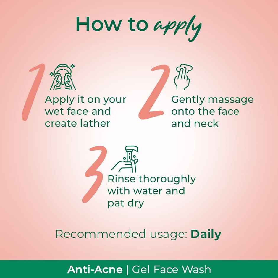 Palmolive Anti Acne Purifying Gel Facewash Made Up Of A 100% Natural Unique Blend Of Tulsi And Lemongrass Essential Oil Extract, Face Wash Suitable For All Skin Types