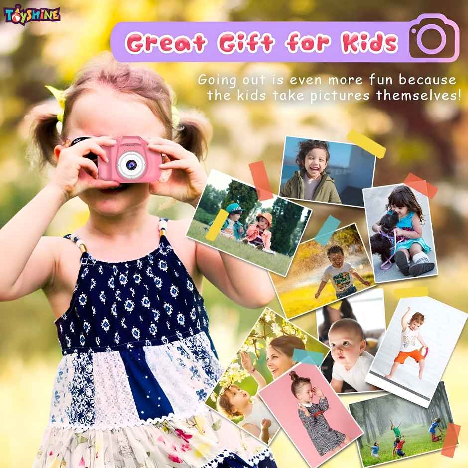 Toyshine Kids Digital Camera 2.0 Inch Screen | Snake Game | 32GB Support | Pink