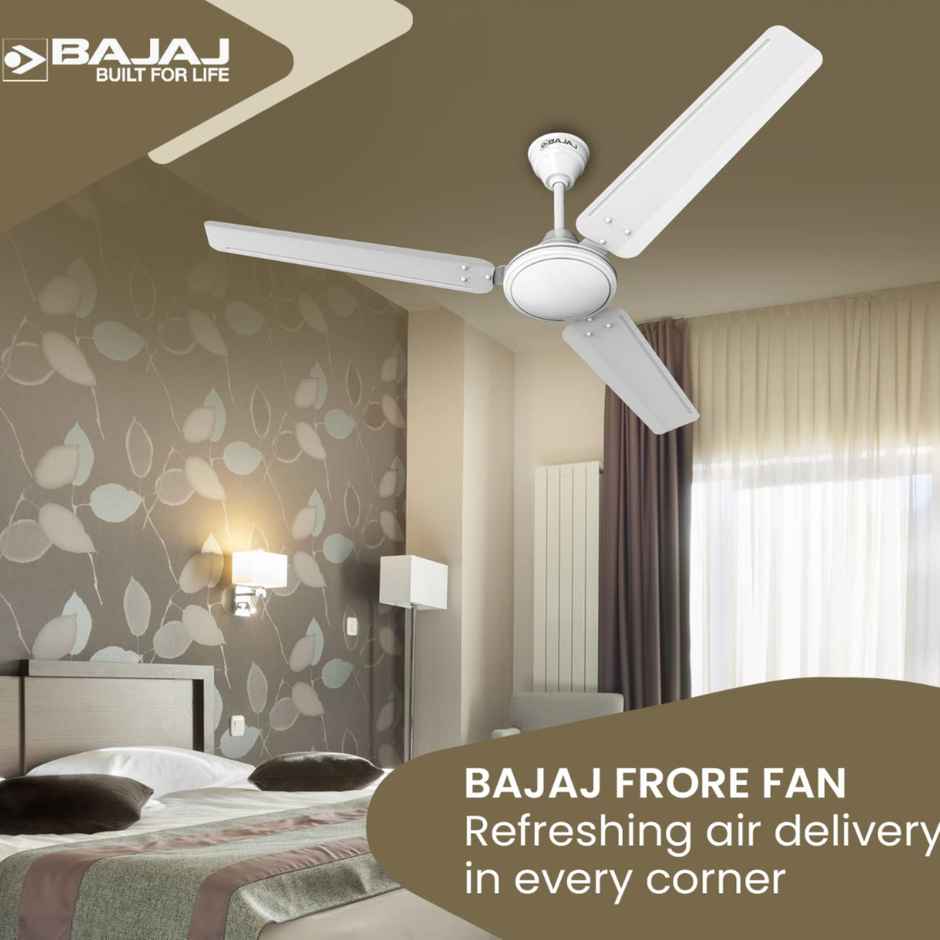 Bajaj Frore Ceiling Fans, 52 Watt, 1200mm/48 Inches, Energy Efficient Ceiling Fan | Rust Free Coating for Long Life - White