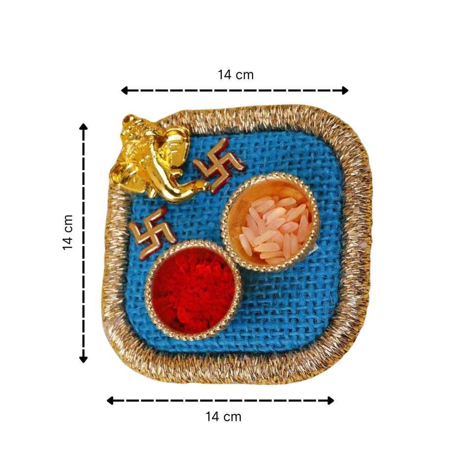 Blue Color Roli Chawal Mini Thali | Archies