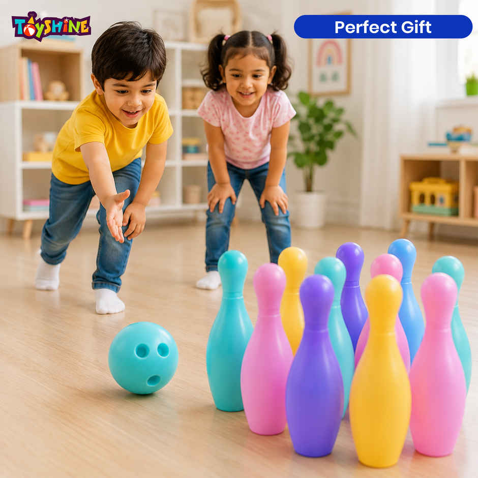 Toyshine Bowling Pins Set, Fun Learning Game with 10 Pins and 2 Balls for Kids 3+
