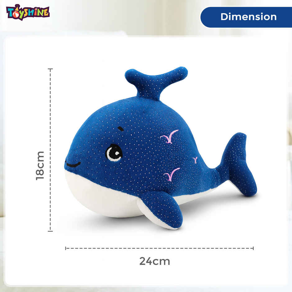 Spanker Blue Whale Soft Toy Cute Plush Whale for Kids Decor - 26 cm